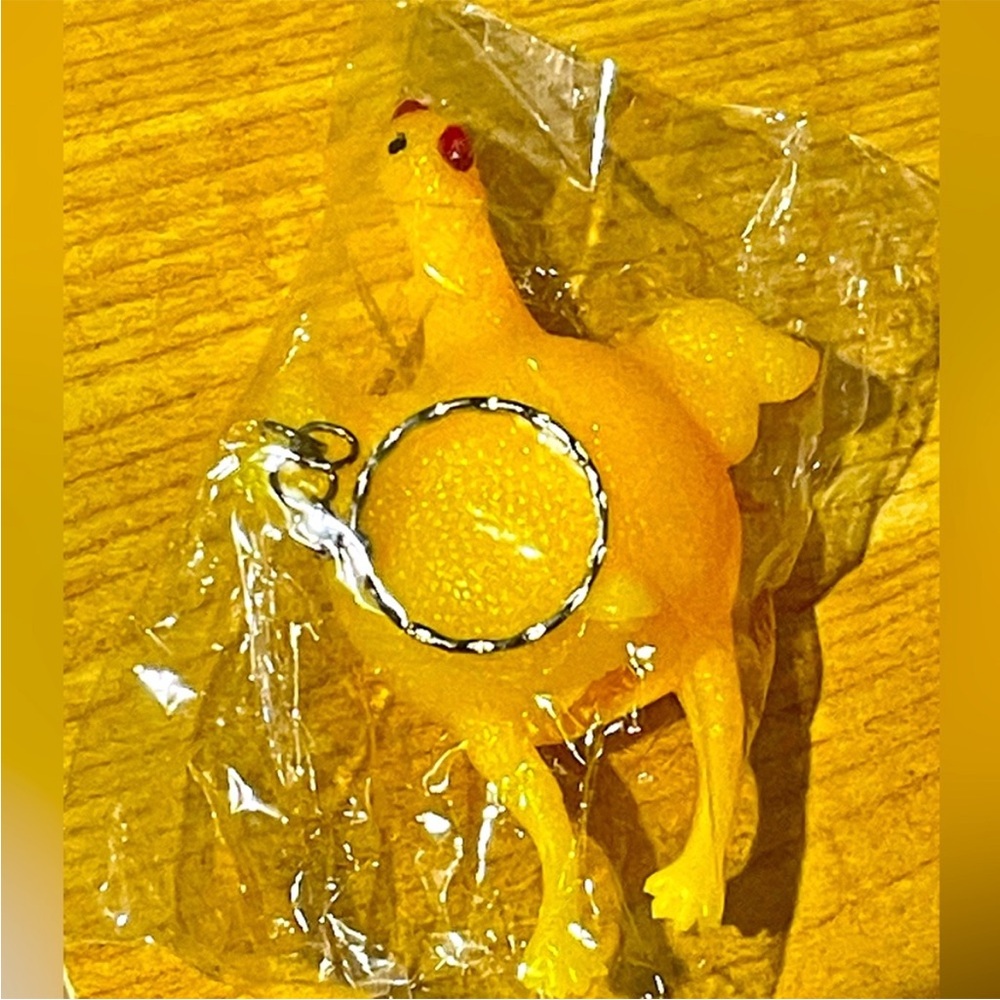New Funny Yellow Chicken keychain With an egg inside NIP
